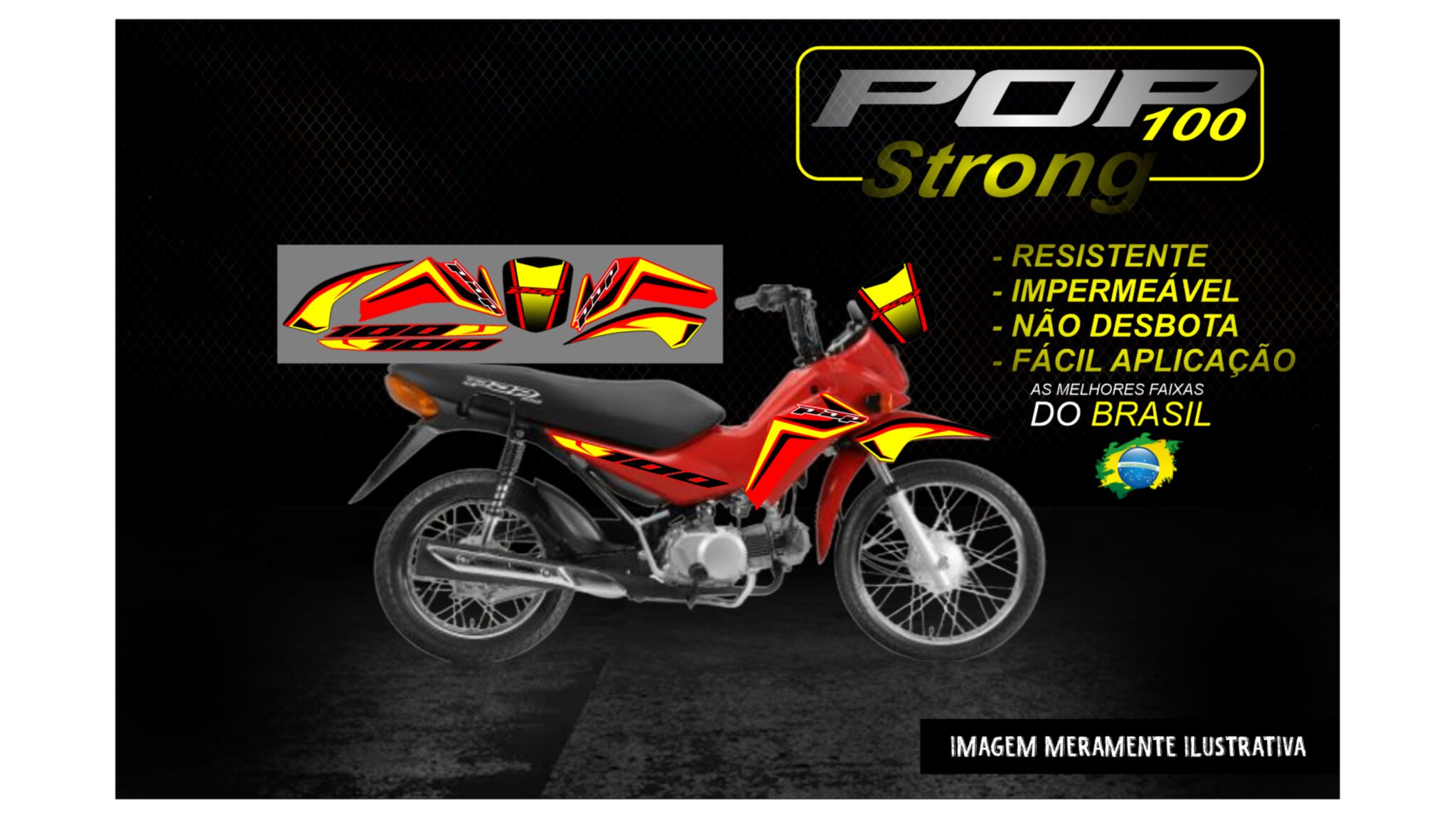 Kit Faixas Pop Vers O Strong Moto Vermelha Jetprintfaixas