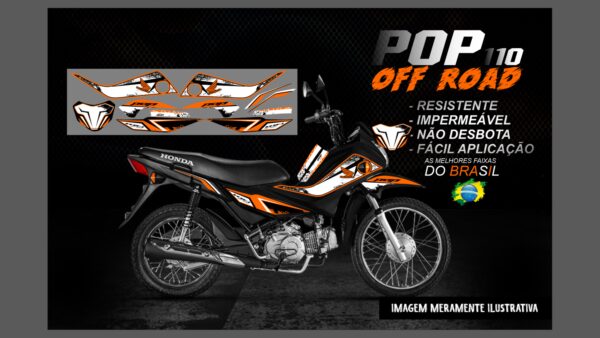 KIT ADESIVOS POP 110 OFF ROAD (MOTO PRETA) - Imagem 7