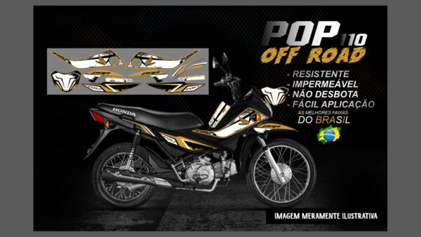 KIT ADESIVOS POP 110 OFF ROAD (MOTO PRETA) - Imagem 9