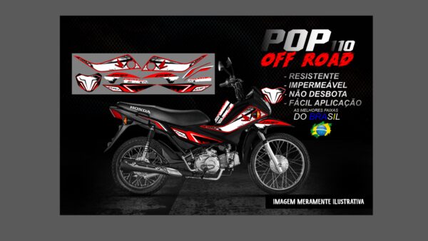 KIT ADESIVOS POP 110 OFF ROAD (MOTO PRETA) - Imagem 14