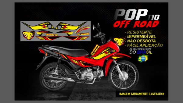 KIT ADESIVOS POP 110 OFF ROAD (MOTO VERMELHA) - Image 2