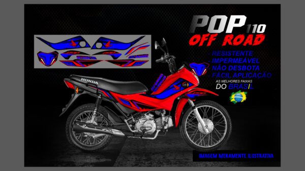 KIT ADESIVOS POP 110 OFF ROAD (MOTO VERMELHA) - Image 4