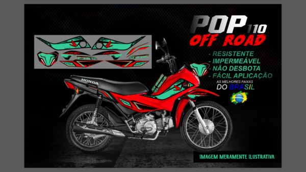 KIT ADESIVOS POP 110 OFF ROAD (MOTO VERMELHA) - Image 9