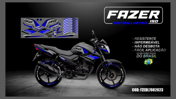 KIT FAIXAS ADESIVAS FAZER 150 EDITION LIMITED MOD-001( MOTO PRETA) - Image 11