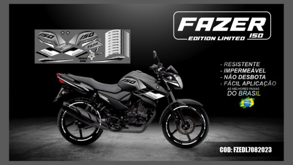 KIT FAIXAS ADESIVAS FAZER 150 EDITION LIMITED MOD-001( MOTO PRETA)