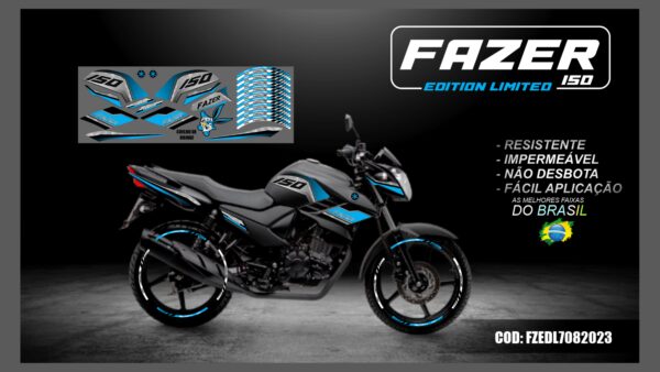 KIT FAIXAS ADESIVAS FAZER 150 EDITION LIMITED MOD-001( MOTO PRETA) - Image 9