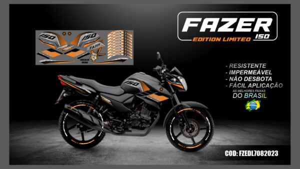 KIT FAIXAS ADESIVAS FAZER 150 EDITION LIMITED MOD-001( MOTO PRETA) - Image 8