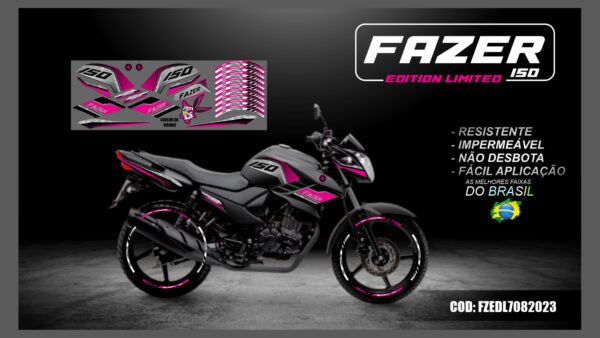 KIT FAIXAS ADESIVAS FAZER 150 EDITION LIMITED MOD-001( MOTO PRETA) - Image 7