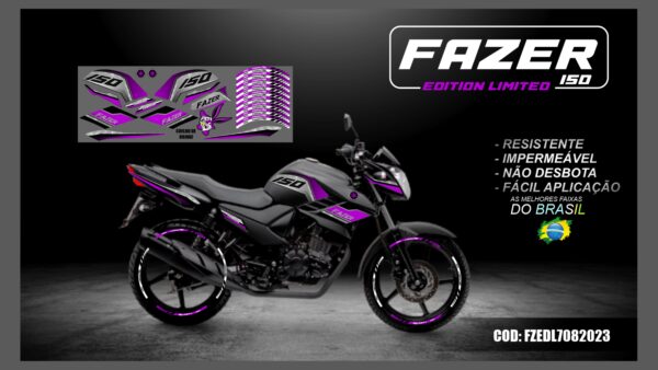 KIT FAIXAS ADESIVAS FAZER 150 EDITION LIMITED MOD-001( MOTO PRETA) - Image 2