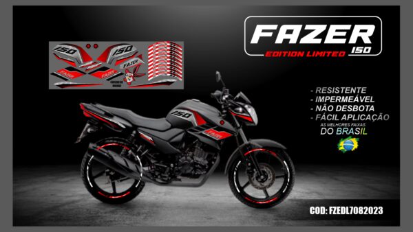 KIT FAIXAS ADESIVAS FAZER 150 EDITION LIMITED MOD-001( MOTO PRETA) - Image 4