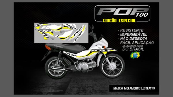 KIT FAIXAS ADESIVAS POP 100 EDIÇÃO ESPECIAL(MOTO BRANCA) - Imagem 4