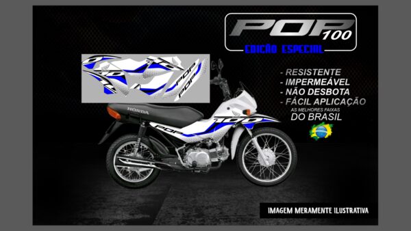 KIT FAIXAS ADESIVAS POP 100 EDIÇÃO ESPECIAL(MOTO BRANCA) - Imagem 6