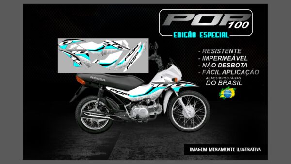 KIT FAIXAS ADESIVAS POP 100 EDIÇÃO ESPECIAL(MOTO BRANCA) - Imagem 7