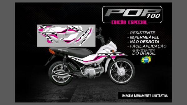 KIT FAIXAS ADESIVAS POP 100 EDIÇÃO ESPECIAL(MOTO BRANCA) - Imagem 9