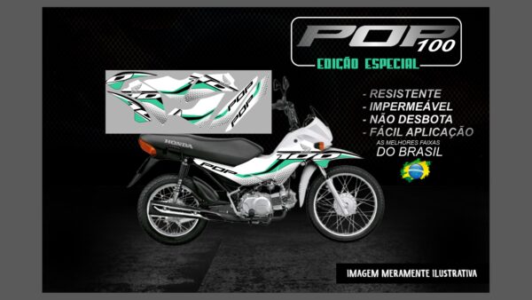 KIT FAIXAS ADESIVAS POP 100 EDIÇÃO ESPECIAL(MOTO BRANCA) - Imagem 11