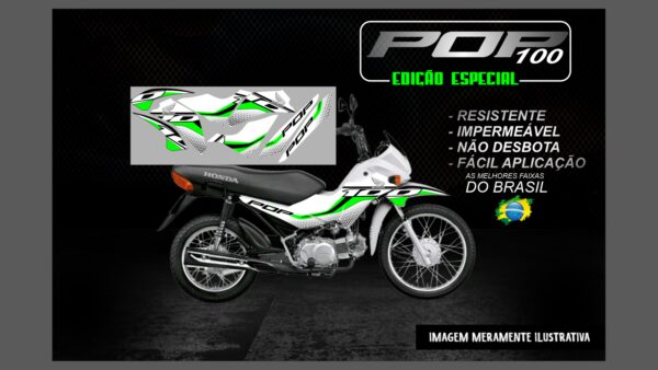KIT FAIXAS ADESIVAS POP 100 EDIÇÃO ESPECIAL(MOTO BRANCA) - Imagem 13
