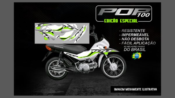 KIT FAIXAS ADESIVAS POP 100 EDIÇÃO ESPECIAL(MOTO BRANCA) - Imagem 12