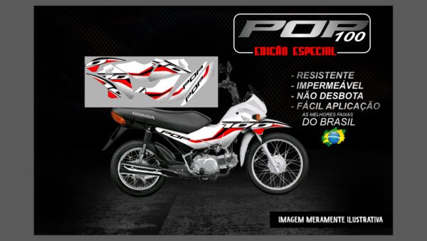 KIT FAIXAS ADESIVAS POP 100 EDIÇÃO ESPECIAL(MOTO BRANCA)