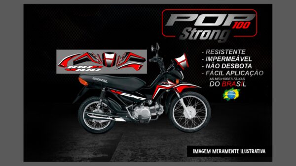 KIT FAIXAS POP 100 VERSÃO STRONG(MOTO PRETA)