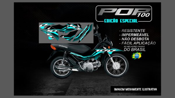 KIT FAIXAS ADESIVAS POP 100 EDIÇÃO ESPECIAL(MOTO PRETA) - Image 6