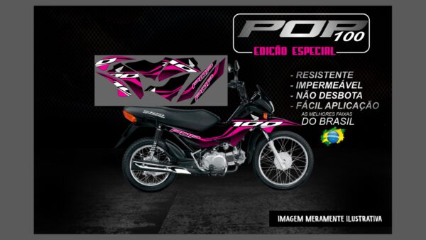 KIT FAIXAS ADESIVAS POP 100 EDIÇÃO ESPECIAL(MOTO PRETA) - Image 8