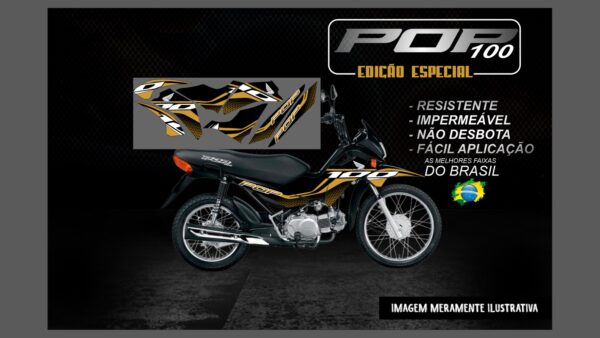 KIT FAIXAS ADESIVAS POP 100 EDIÇÃO ESPECIAL(MOTO PRETA) - Image 9