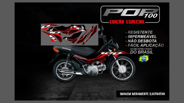 KIT FAIXAS ADESIVAS POP 100 EDIÇÃO ESPECIAL(MOTO PRETA) - Image 14