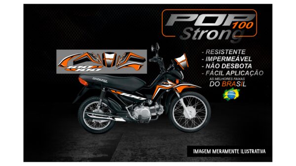 KIT FAIXAS POP 100 VERSÃO STRONG(MOTO PRETA) - Imagem 2