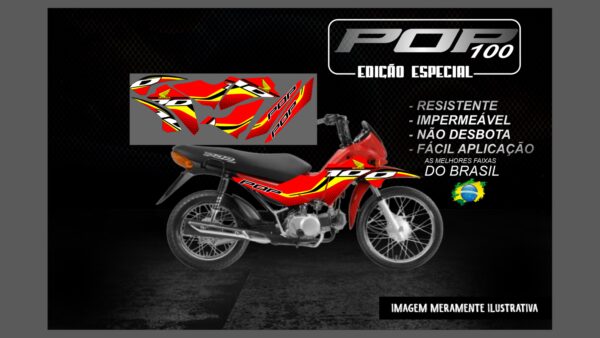 KIT FAIXAS ADESIVAS POP 100 EDIÇÃO ESPECIAL(MOTO VERMELHA) - Image 2