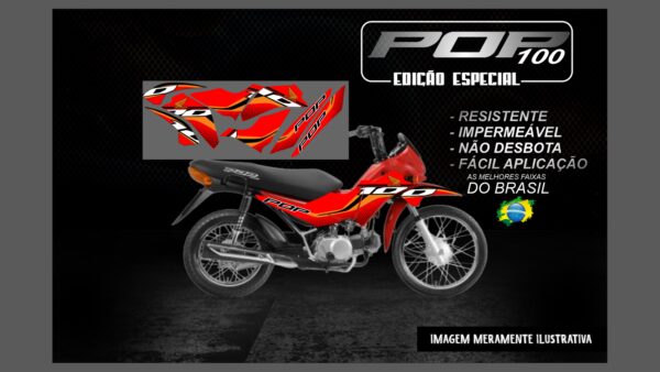 KIT FAIXAS ADESIVAS POP 100 EDIÇÃO ESPECIAL(MOTO VERMELHA) - Image 6