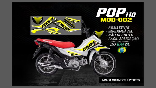 KIT FAIXAS ADESIVOS POP 110 MOD-002(MOTO PRETA) - Image 2