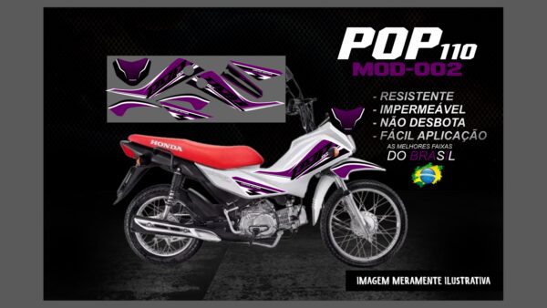 KIT FAIXAS ADESIVOS POP 110 MOD-002(MOTO PRETA) - Image 3