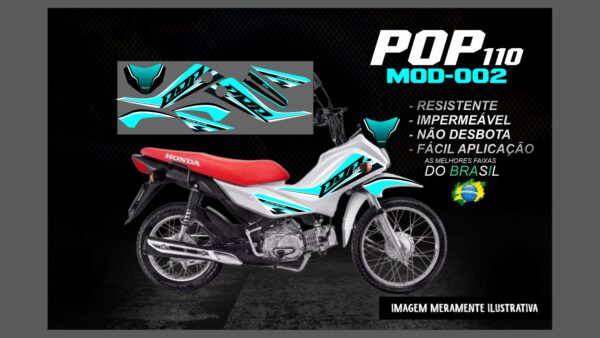 KIT FAIXAS ADESIVOS POP 110 MOD-002(MOTO PRETA) - Image 5