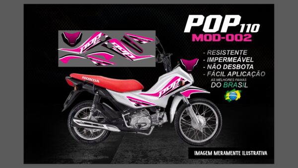 KIT FAIXAS ADESIVOS POP 110 MOD-002(MOTO PRETA) - Image 7