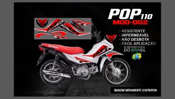 KIT FAIXAS ADESIVOS POP 110 MOD-002(MOTO PRETA) - Image 13