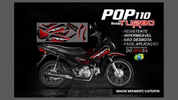 KIT FAIXAS POP 110 VERSDÃO TURBO(MOTO PRETA)