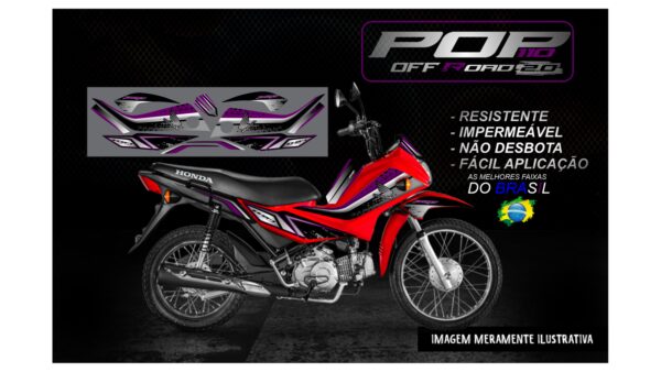 KIT ADESIVOS POP 110 HONDA OFF ROAD 2.0 (MOTO VERMELHA) - Image 3