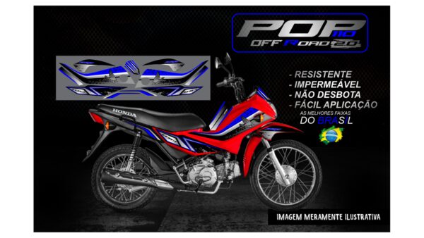 KIT ADESIVOS POP 110 HONDA OFF ROAD 2.0 (MOTO VERMELHA) - Image 4