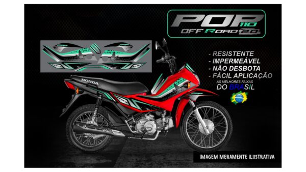 KIT ADESIVOS POP 110 HONDA OFF ROAD 2.0 (MOTO VERMELHA) - Image 7