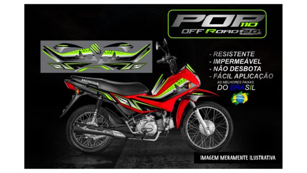 KIT ADESIVOS POP 110 HONDA OFF ROAD 2.0 (MOTO VERMELHA)