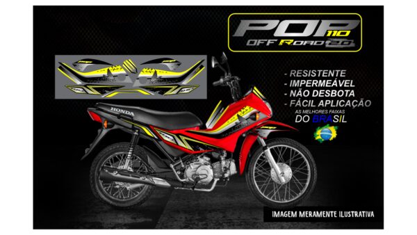 KIT ADESIVOS POP 110 HONDA OFF ROAD 2.0 (MOTO VERMELHA) - Image 10