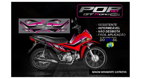 KIT ADESIVOS POP 110 HONDA OFF ROAD 2.0 (MOTO VERMELHA) - Image 8