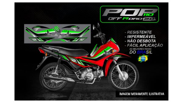 KIT ADESIVOS POP 110 HONDA OFF ROAD 2.0 (MOTO VERMELHA) - Image 9