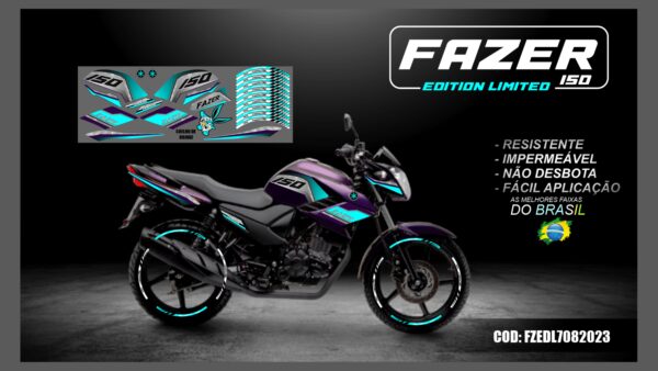 KIT FAIXAS ADESIVAS FAZER 150 EDITION LIMITED MOD-001( MOTO ROXA) - Image 4