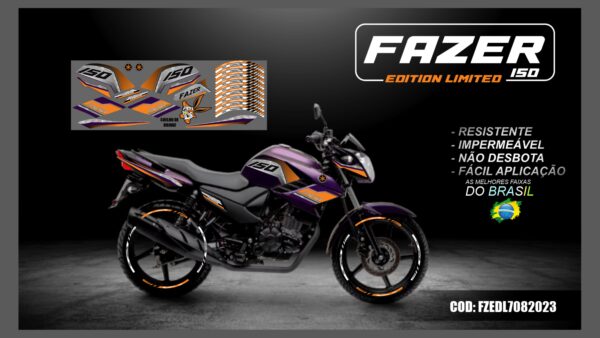 KIT FAIXAS ADESIVAS FAZER 150 EDITION LIMITED MOD-001( MOTO ROXA) - Image 6