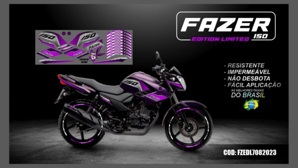 KIT FAIXAS ADESIVAS FAZER 150 EDITION LIMITED MOD-001( MOTO ROXA) - Image 9