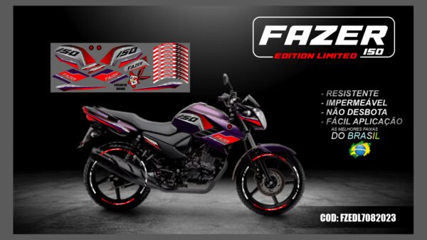 KIT FAIXAS ADESIVAS FAZER 150 EDITION LIMITED MOD-001( MOTO ROXA)