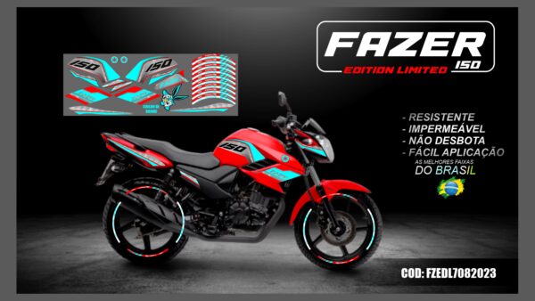 KIT FAIXAS ADESIVAS FAZER 150 EDITION LIMITED MOD-001( MOTO VERMELHA) - Image 3