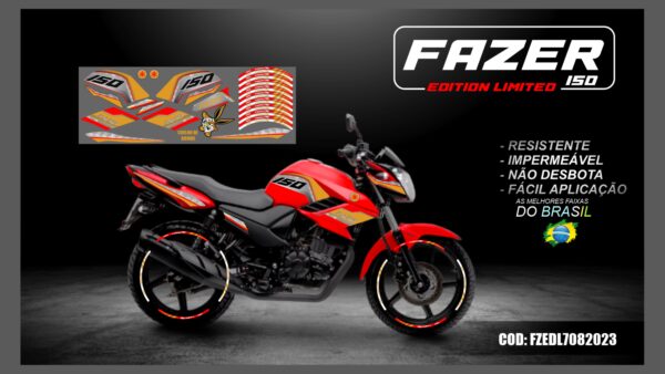 KIT FAIXAS ADESIVAS FAZER 150 EDITION LIMITED MOD-001( MOTO VERMELHA) - Image 6