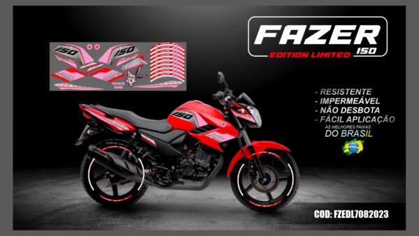 KIT FAIXAS ADESIVAS FAZER 150 EDITION LIMITED MOD-001( MOTO VERMELHA) - Image 8